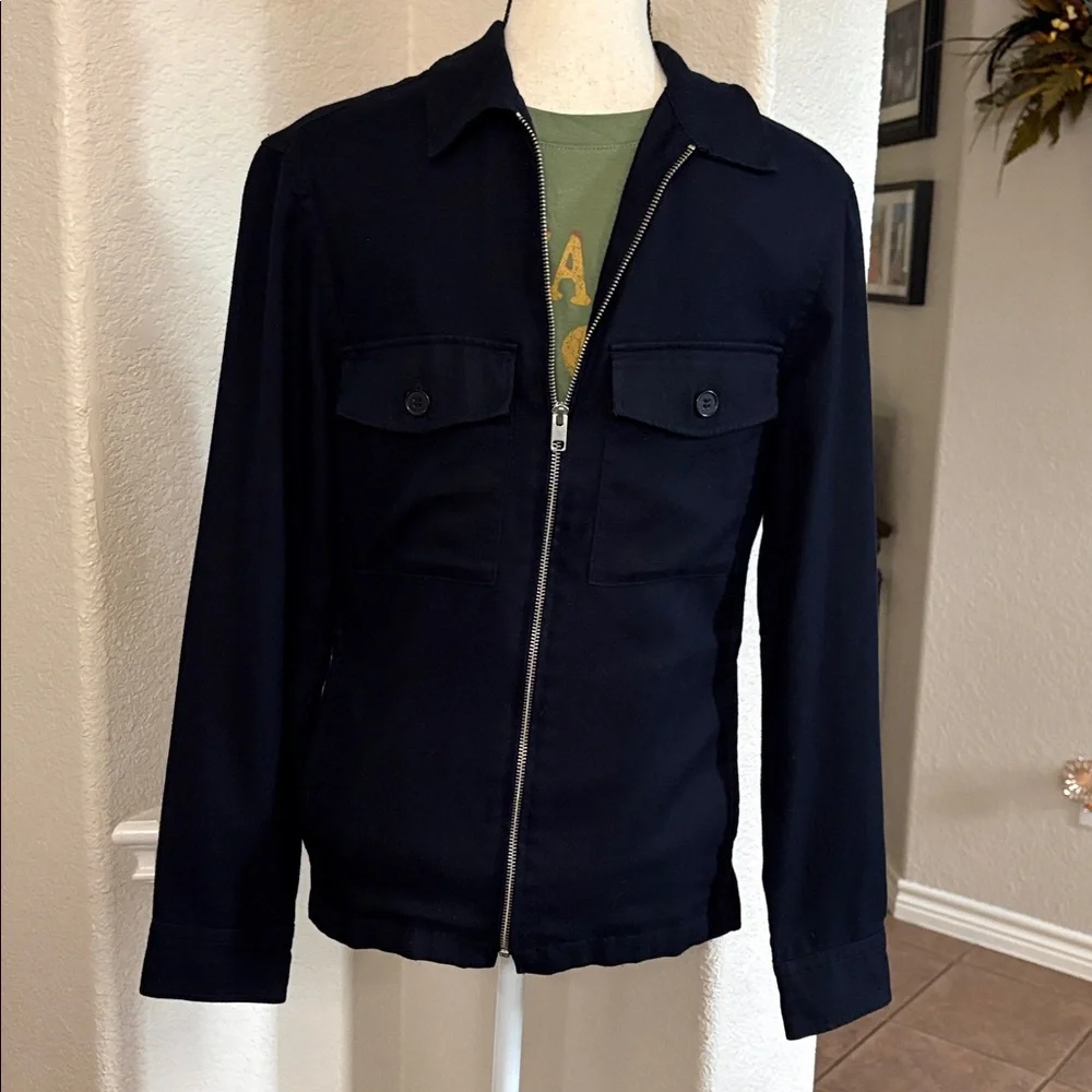 H&M blue full zip up shirt jacket shacket Size XS
